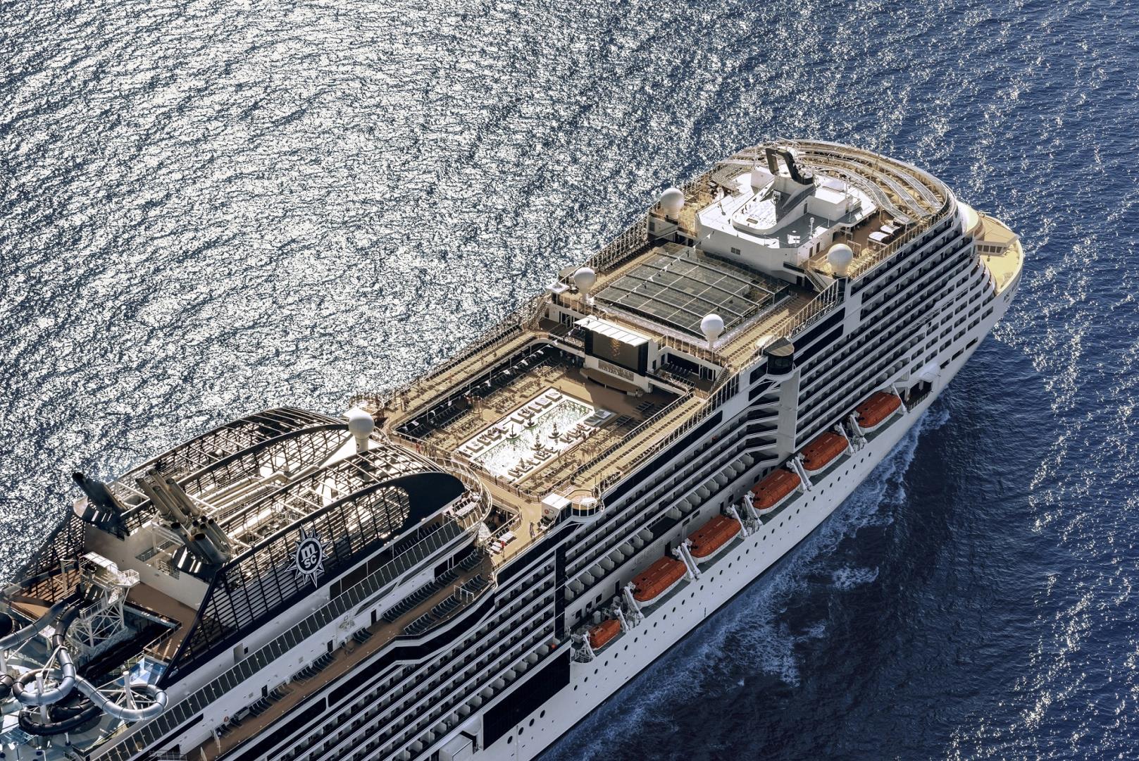 MSC Meraviglia aerial view of pool deck